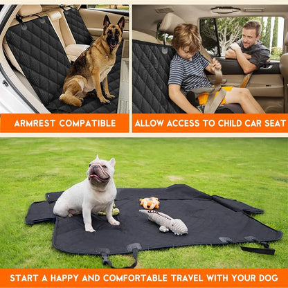 Dog Car Seat Cover - Waterproof Back Seat Protector for Pets, Non-Slip Design Fits Most Cars, Trucks, and SUVs - Black