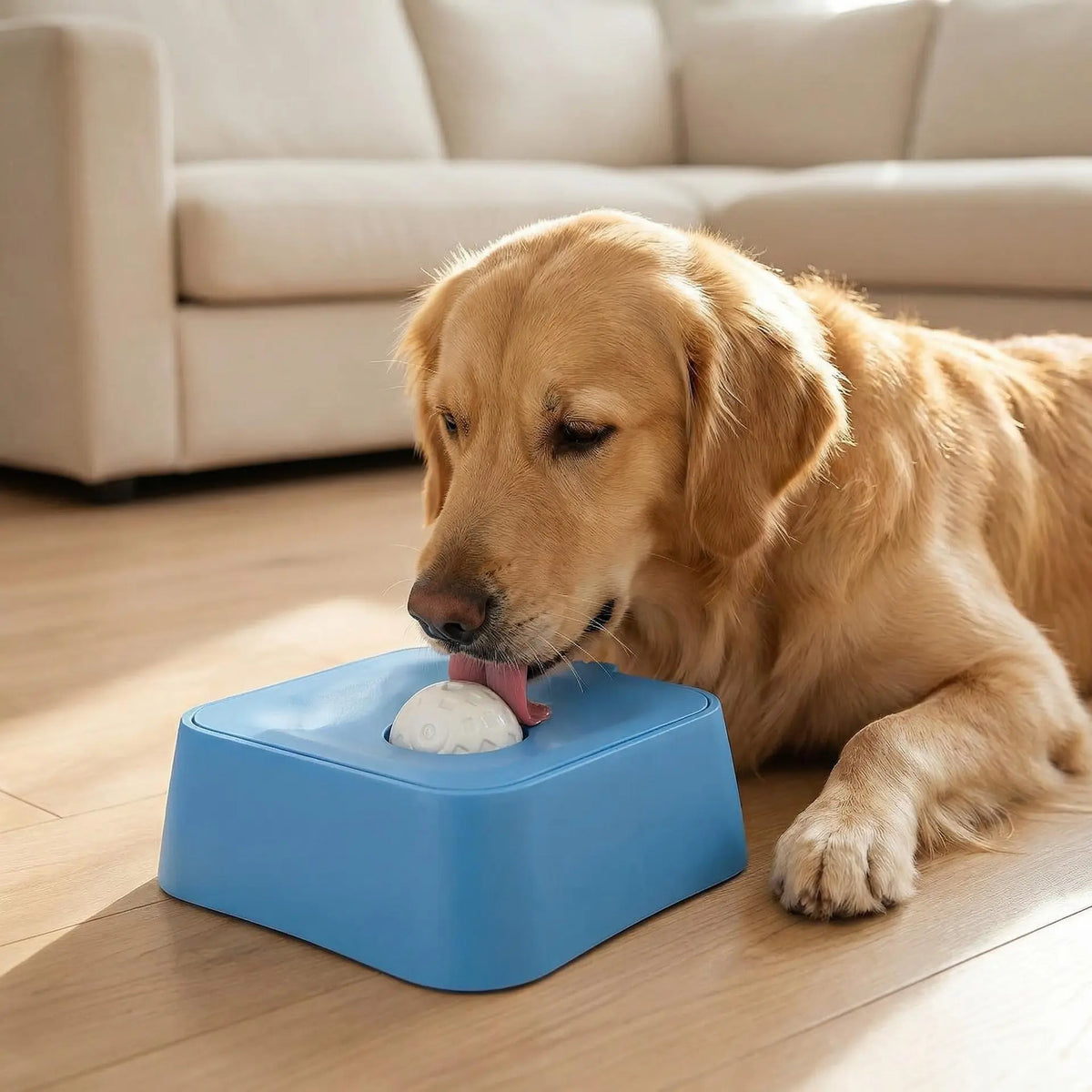 Rubber Dog Slow Feeder Bowl - Dual Food & Water Design with Lick Ball, Anti-Choking Puzzle Feeder for Small, Medium, Large Dogs, Pet Feeding Supplies