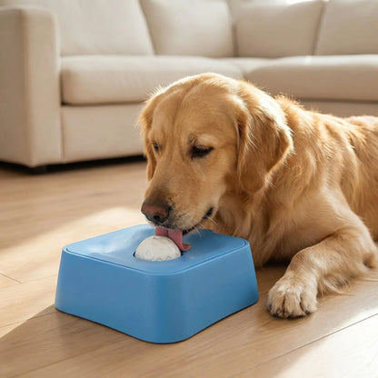 Rubber Dog Slow Feeder Bowl - Dual Food & Water Design with Lick Ball, Anti-Choking Puzzle Feeder for Small, Medium, Large Dogs, Pet Feeding Supplies