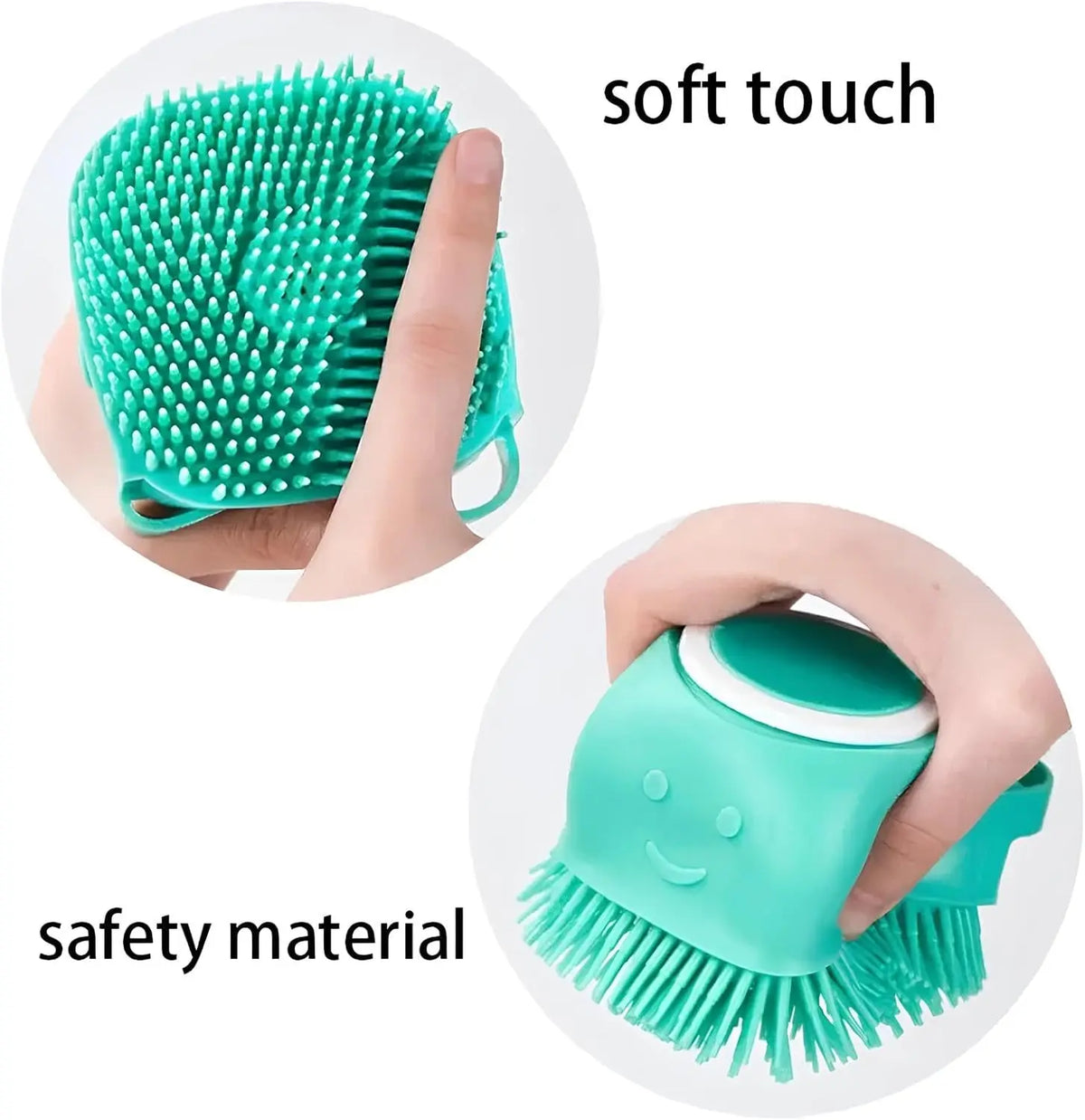 Universal Pet Bath Brush with Integrated Shampoo Reservoir - Silicone Massage Cleaning Tool for Dogs with Gentle Bristles, Ergonomic Grip Handle, Compact Design, Mess-Free Washing, and Travel-Friendly Absorbent Towel