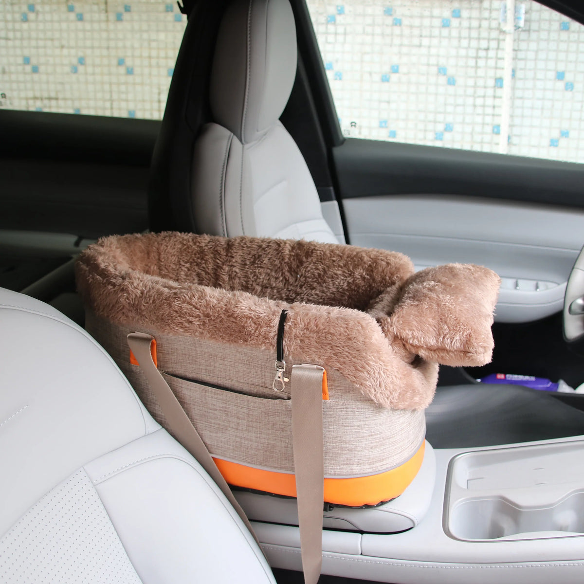 3-in-1 Oxford Poly Travel Pet Safety Seat - Versatile Carrier Bed for Small Breeds with Central Control and Armrest Mount, Secure Nest for Cats and Dogs