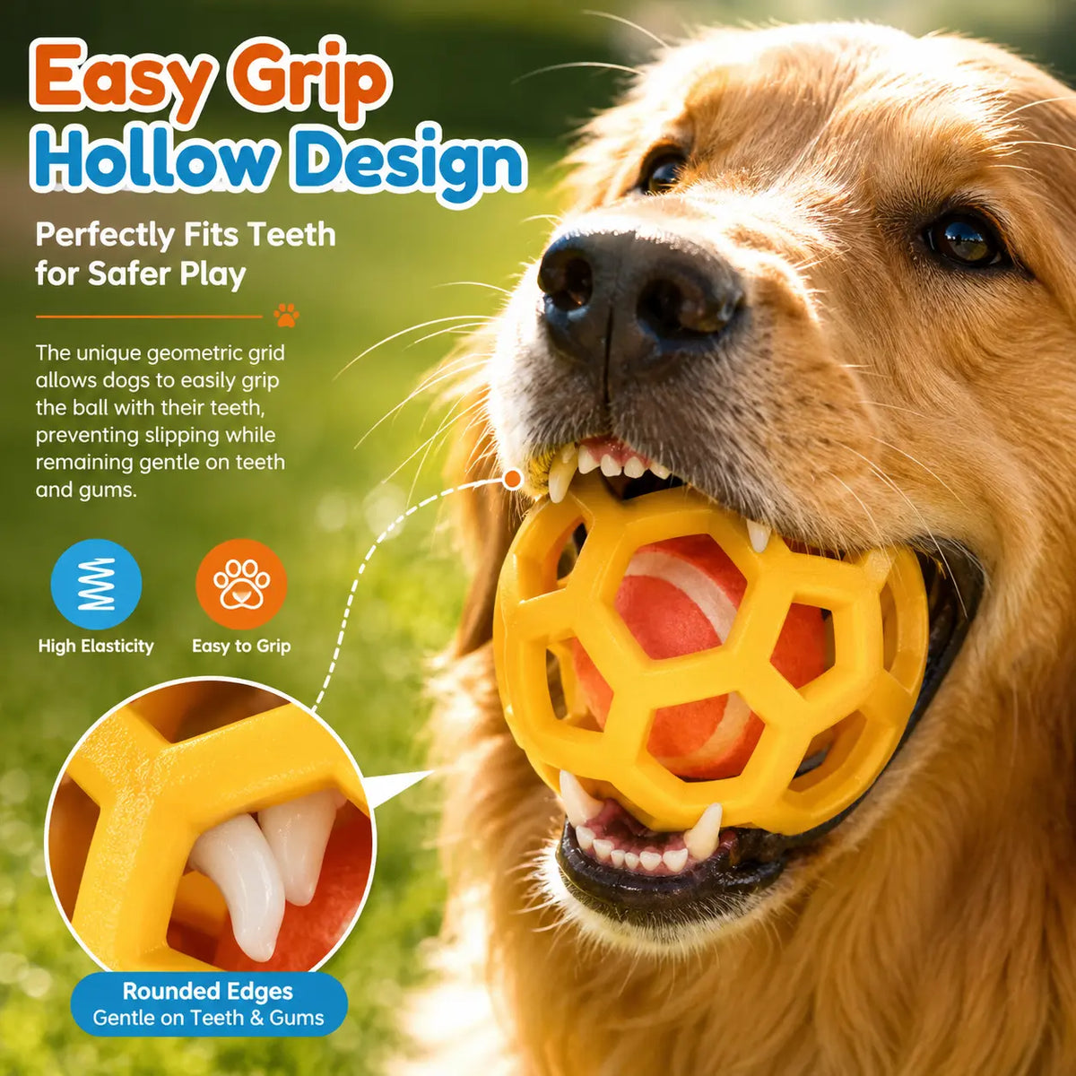 3-Pack Soft TPR Rubber Hollow Grid Dog Ball Toys - Double-Layer Design with Integrated Tennis Ball, 9cm Floating Fetch Toy for Anxiety Relief and Dental Care, Ideal for Small to Medium Dogs (Indoor and Outdoor Use)