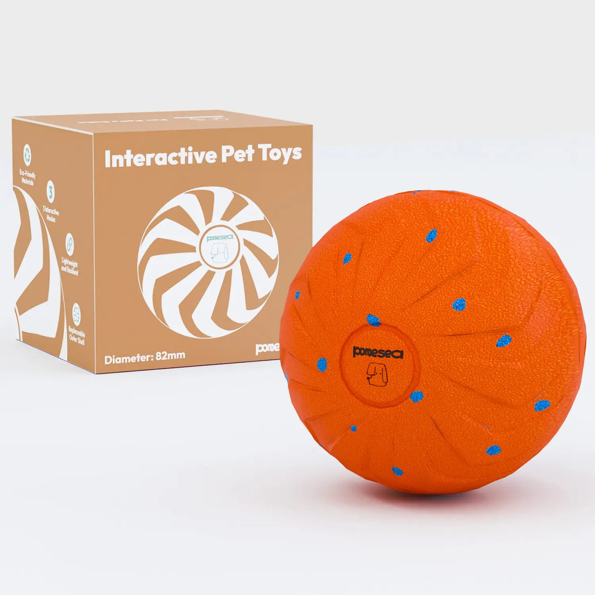 3.2-Inch Diameter Rechargeable 3-In-1 Dog Ball Toy with Motion Sensor - 3 Switchable Modes (Normal, Self-Moving, Bouncing, Rotating), E-TPU, Gentle, Eco-Friendly, Fast Charging, Waterproof, Safe, Rinse-Clean Outer Shell, 35Lb Capacity, Boredom Reducer