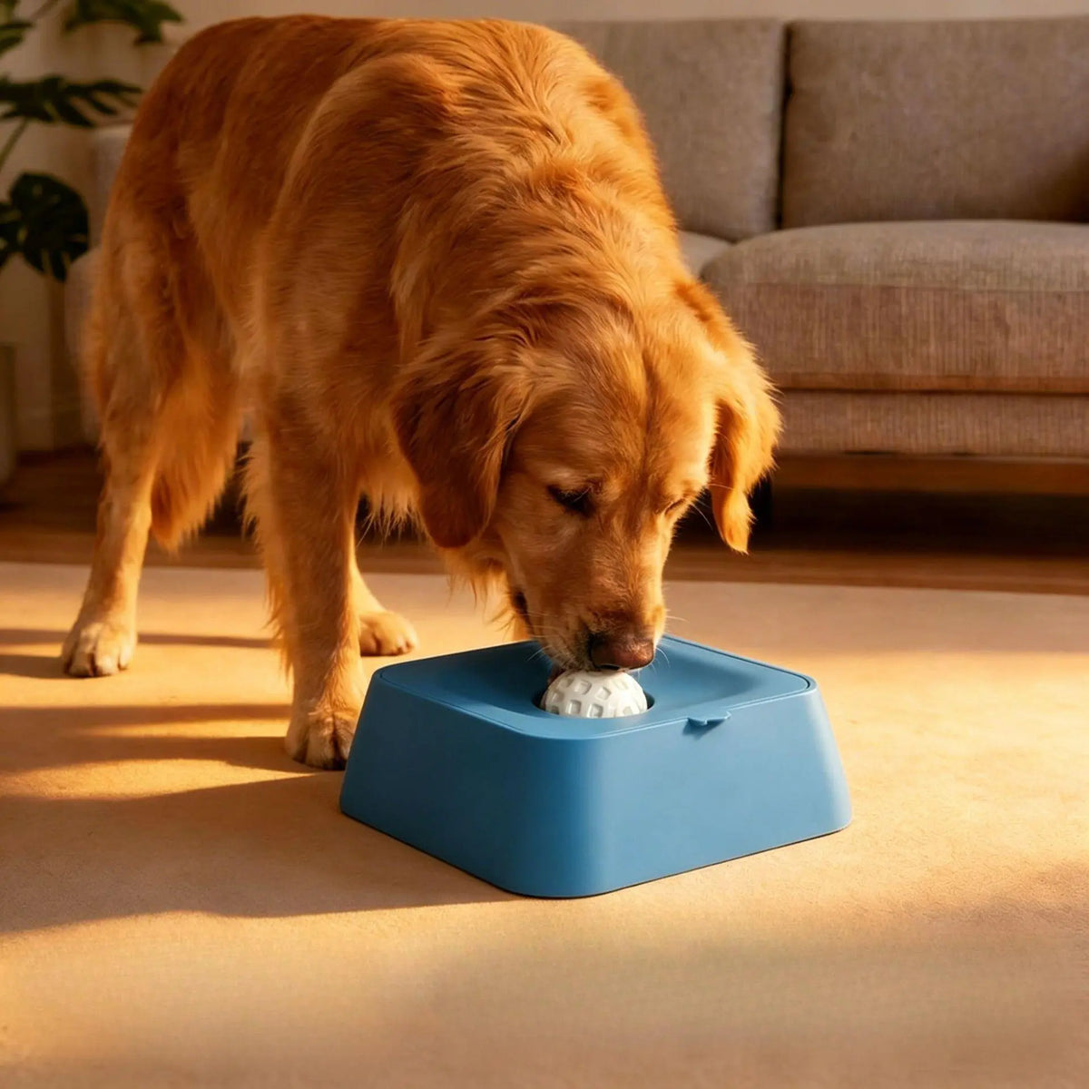 Rubber Dog Slow Feeder Bowl - Dual Food & Water Design with Lick Ball, Anti-Choking Puzzle Feeder for Small, Medium, Large Dogs, Pet Feeding Supplies