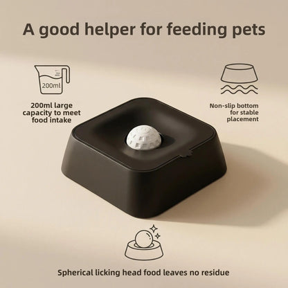 Rubber Dog Slow Feeder Bowl - Dual Food & Water Design with Lick Ball, Anti-Choking Puzzle Feeder for Small, Medium, Large Dogs, Pet Feeding Supplies