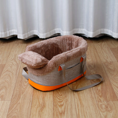 3-in-1 Oxford Poly Travel Pet Safety Seat - Versatile Carrier Bed for Small Breeds with Central Control and Armrest Mount, Secure Nest for Cats and Dogs
