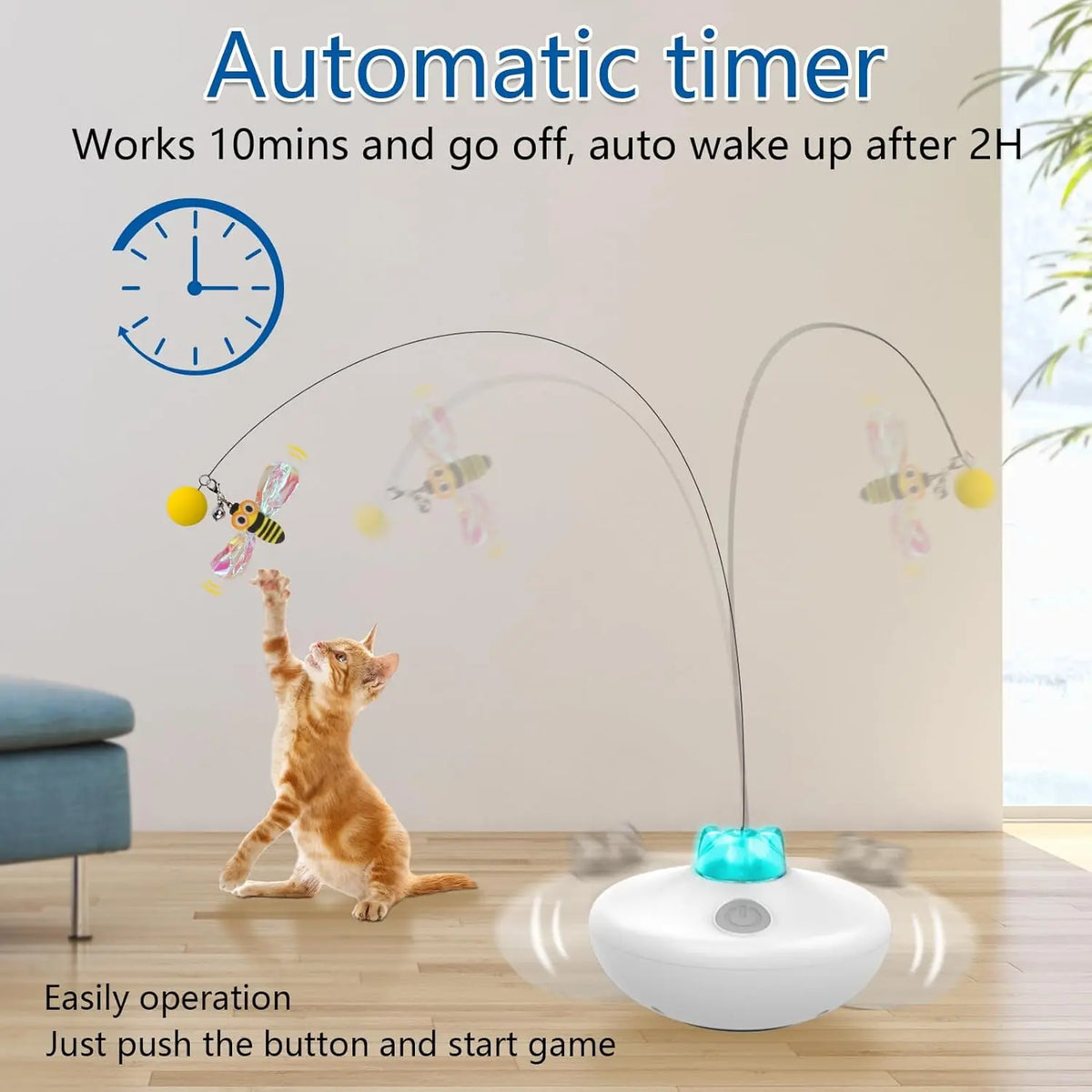 Oxawo Metal Rechargeable Interactive Cat Tumbler Toy - 24-Inch Exercise Device Featuring Tumbler Design, Spin Butterfly Game, Customizable Tails, and Extra-Long Feather Wand for Indoor Play (P33)