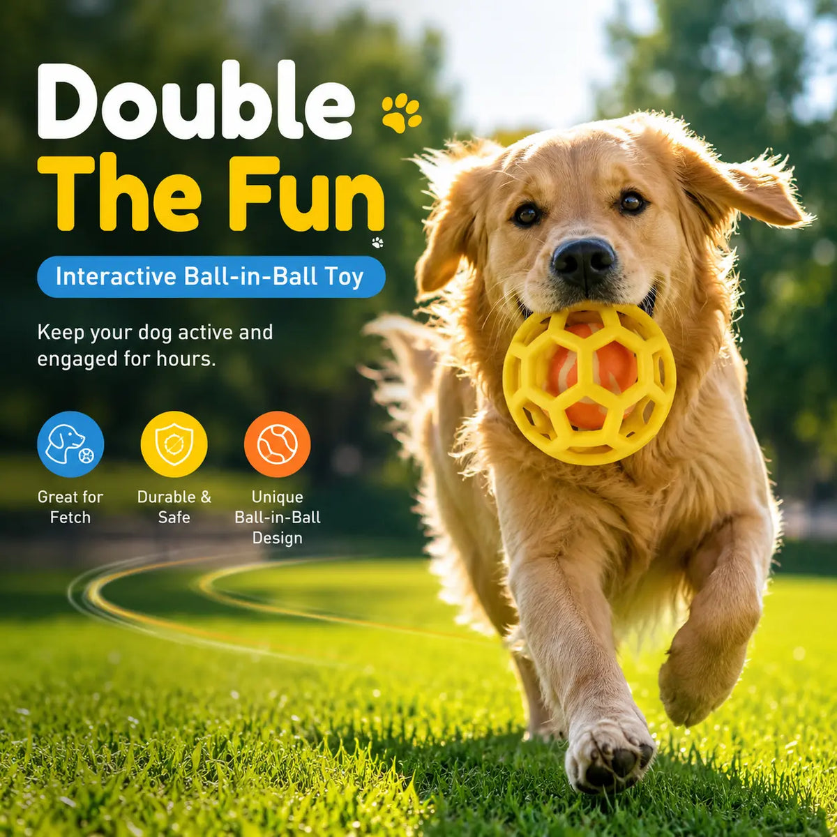 3-Pack Soft TPR Rubber Hollow Grid Dog Ball Toys - Double-Layer Design with Integrated Tennis Ball, 9cm Floating Fetch Toy for Anxiety Relief and Dental Care, Ideal for Small to Medium Dogs (Indoor and Outdoor Use)