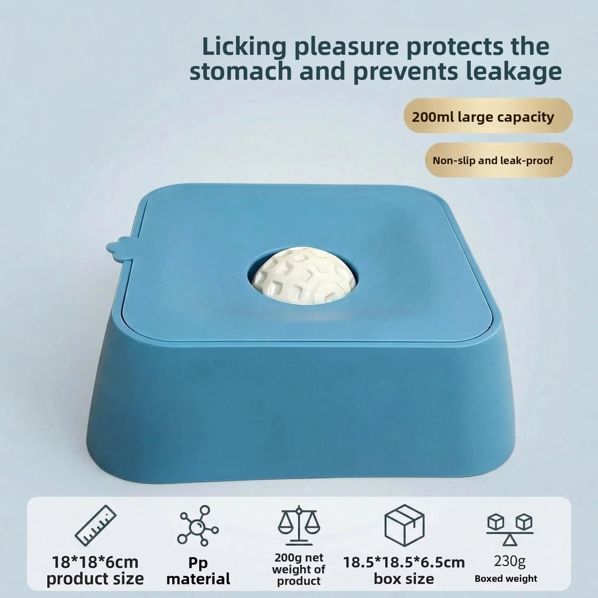 Rubber Dog Slow Feeder Bowl - Dual Food & Water Design with Lick Ball, Anti-Choking Puzzle Feeder for Small, Medium, Large Dogs, Pet Feeding Supplies